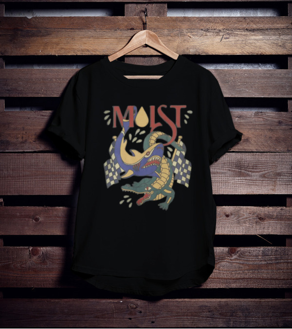 Moistcritikal Merch Shark Gator Racing Checkered Flags T-Shirt