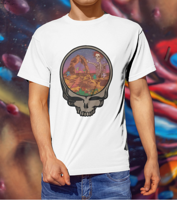Grateful Dead Skull And Skeleton In Moab Desert Scene T-Shirt