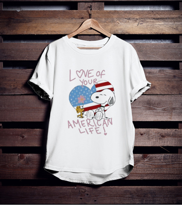 Love Of Your American Life Snoopy Woodstock Heart T-Shirt