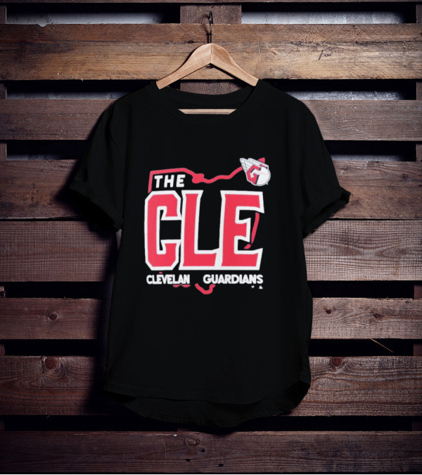 Cleveland Guardians The CLE 216 Map Logo Winged Baseball Emblem T-Shirt