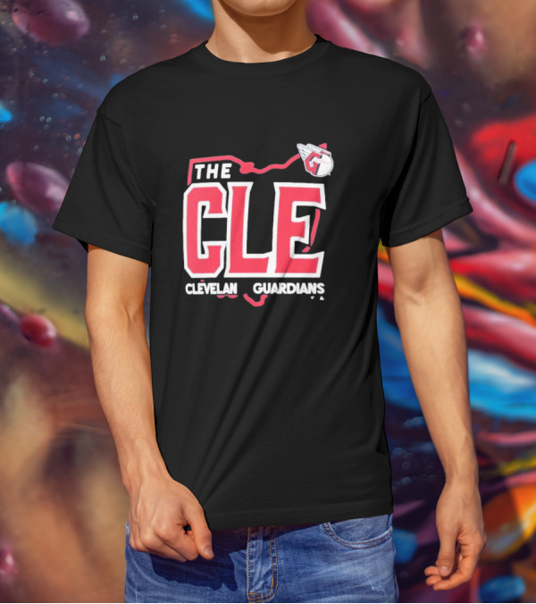 Cleveland Guardians The CLE 216 Map Logo Winged Baseball Emblem T-Shirt