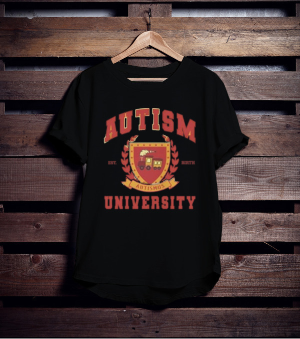 Autism University Est Birth Autismus Crest Train Emblem T-Shirt