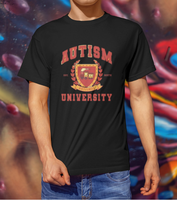 Autism University Est Birth Autismus Crest Train Emblem T-Shirt