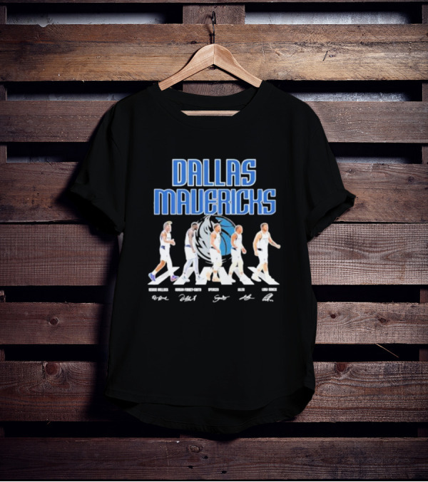 Dallas Mavericks Reggie Bullock Dorian Finney Smith Spencer Dinwiddie Jalen Brunson Luka Doncic Abbey Road Signatures T-Shirt