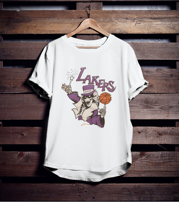 NBA Grateful Dead Lakers Skeleton Basketball T-Shirt
