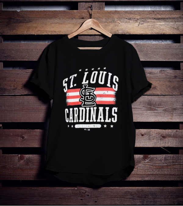St. Louis Cardinals Americana Big And Tall Stars And Stripes Logo With St. Louis MO T-Shirt