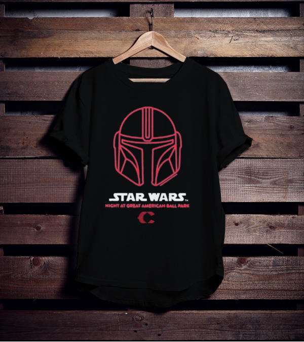 Star Wars Night At Great American Ball Park Mandalorian Helmet Reds T-Shirt