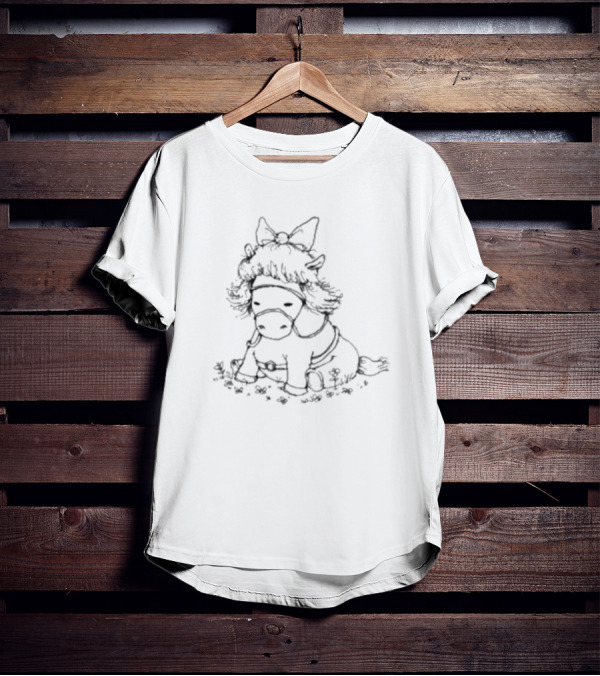 Princess Puddles Cute Pony In Flowers With Big Bow T-Shirt