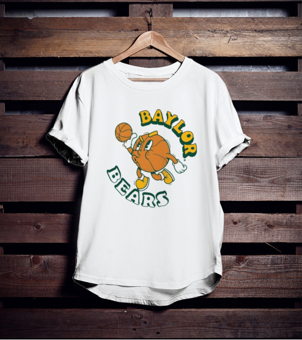 Baylor Bears Basketball Vintage Cartoon Logo Youth Green T-Shirt