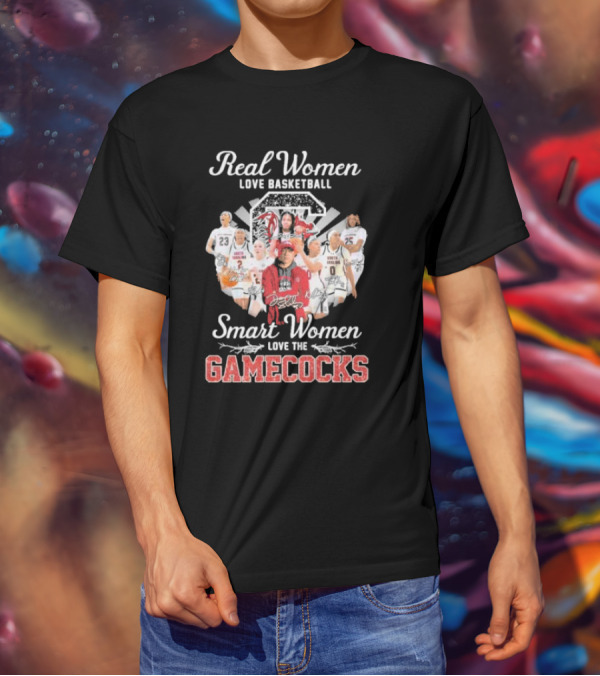 Real Women Love Basketball Smart Women Love The Gamecocks Signatures T-Shirt