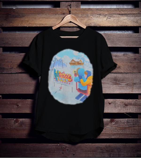 Kurtis Town Ski Lodge Winter Scene Chairlift Adventure T-Shirt