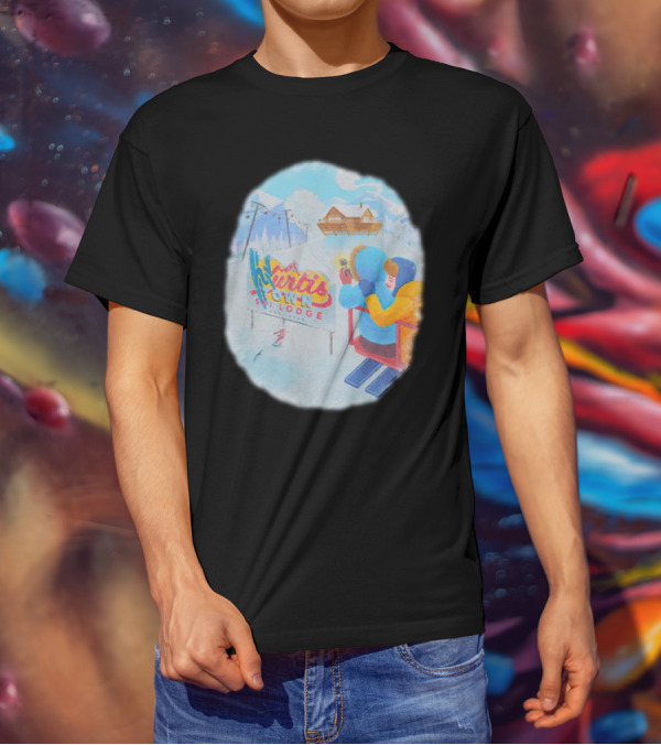 Kurtis Town Ski Lodge Winter Scene Chairlift Adventure T-Shirt