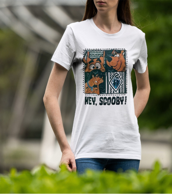 Scooby Doo Hey Scooby With Geometric Patterns And Scooby-Doo Facials T-Shirt