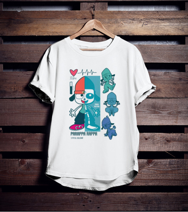 Parappa Rappa X-Ray Mood Neutral Status Believin Retro Video Game Character Graphics T-Shirt