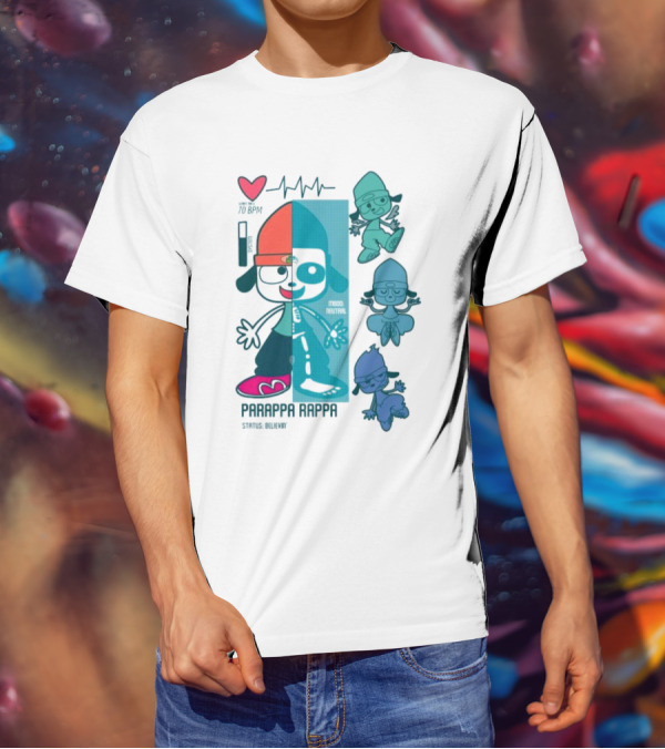 Parappa Rappa X-Ray Mood Neutral Status Believin Retro Video Game Character Graphics T-Shirt
