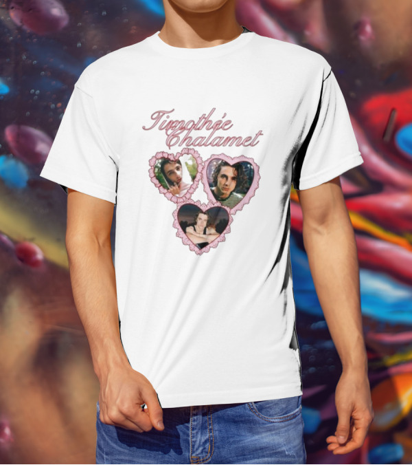 Timothée Chalamet Pink Heart Collage T-Shirt