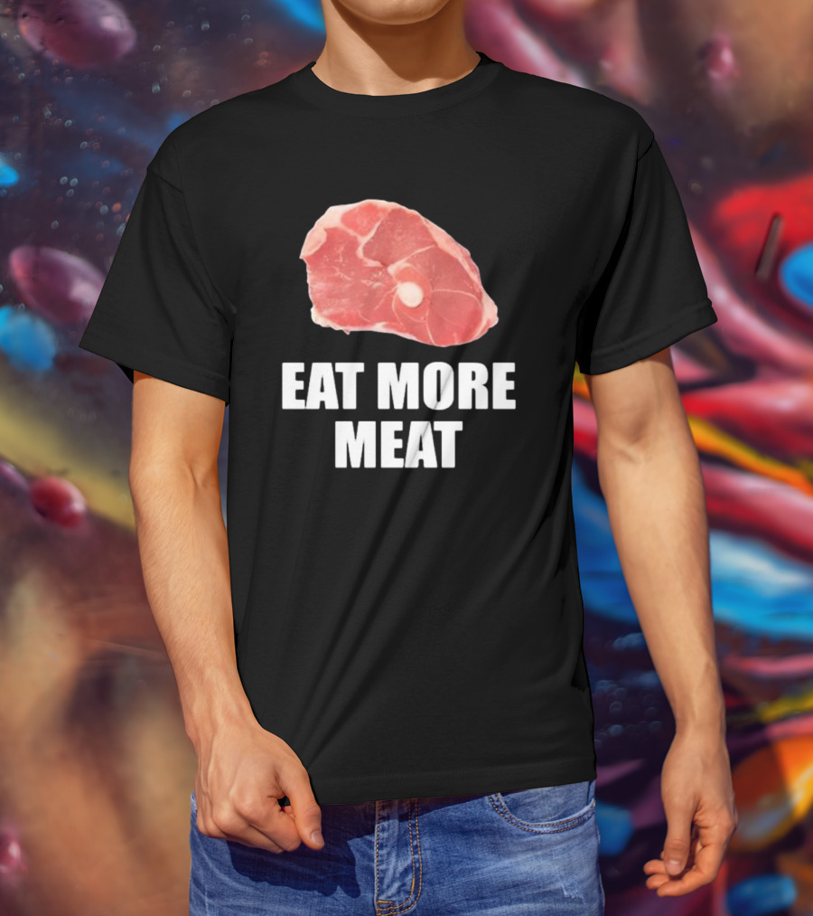 Oscar De La Hoya Wearing Eat More Meat Steak Slice T-Shirt