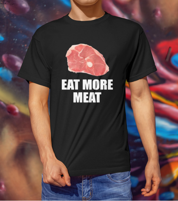 Oscar De La Hoya Wearing Eat More Meat Steak Slice T-Shirt