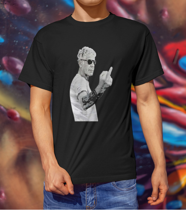 Anthony Bourdain Iconic Middle Finger Gesture T-Shirt