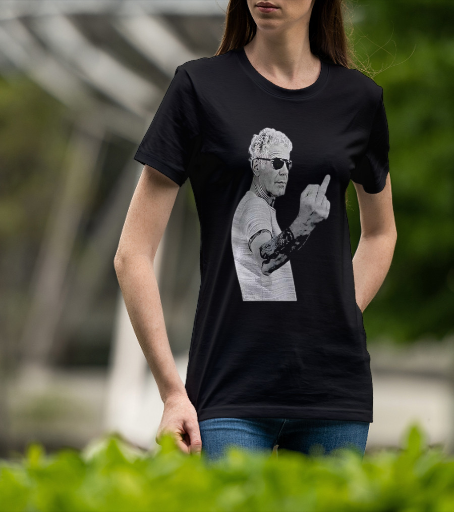 Anthony Bourdain Iconic Middle Finger Gesture T-Shirt