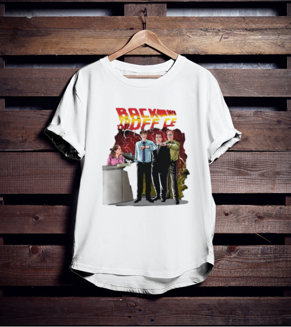 Back To The Office Men At Reception: Humorous Nostalgia With Lightning Burst T-Shirt