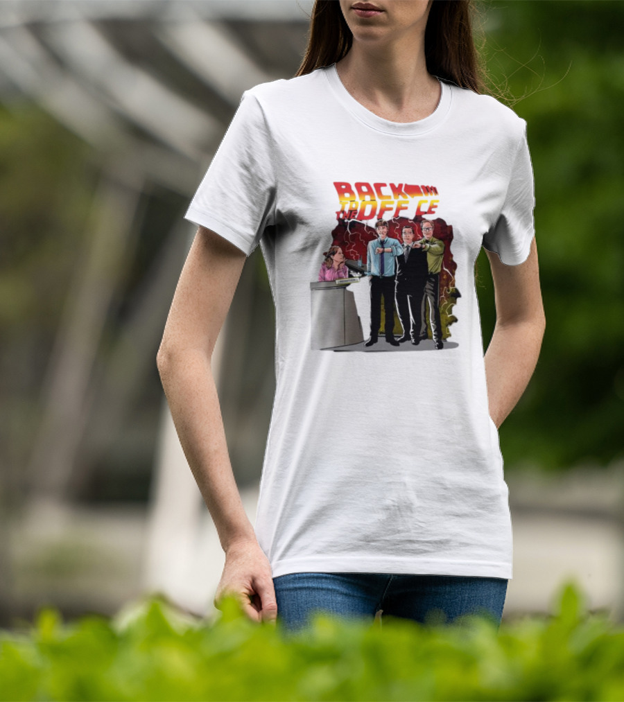 Back To The Office Men At Reception: Humorous Nostalgia With Lightning Burst T-Shirt