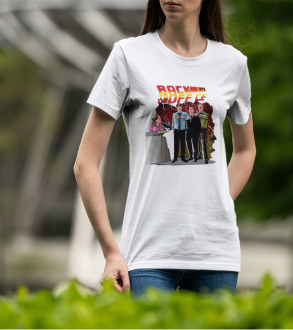 Back To The Office Men At Reception: Humorous Nostalgia With Lightning Burst T-Shirt