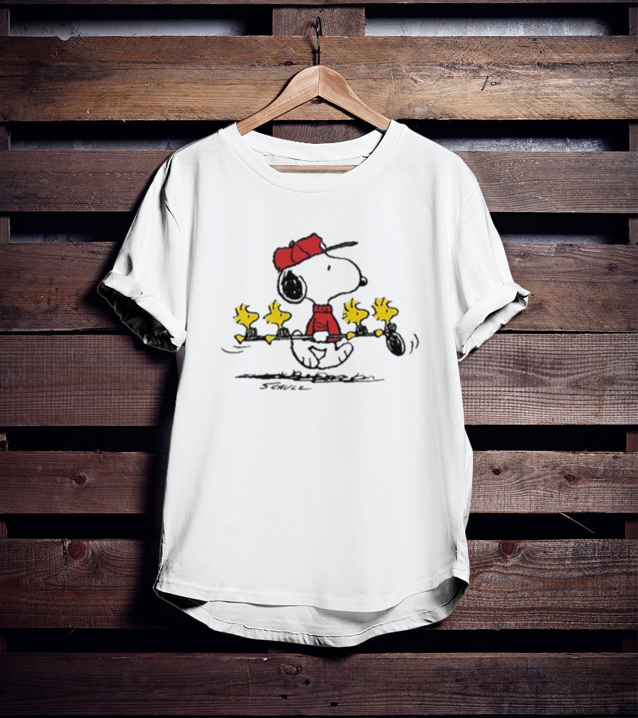 Snoopy Fishing With Woodstock Crew Summer Peanuts T-Shirt