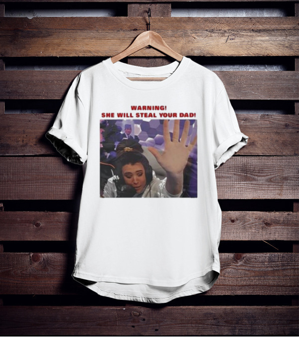 Warning She Will Steal Your Dad Raised Hand Microphone Scene T-Shirt