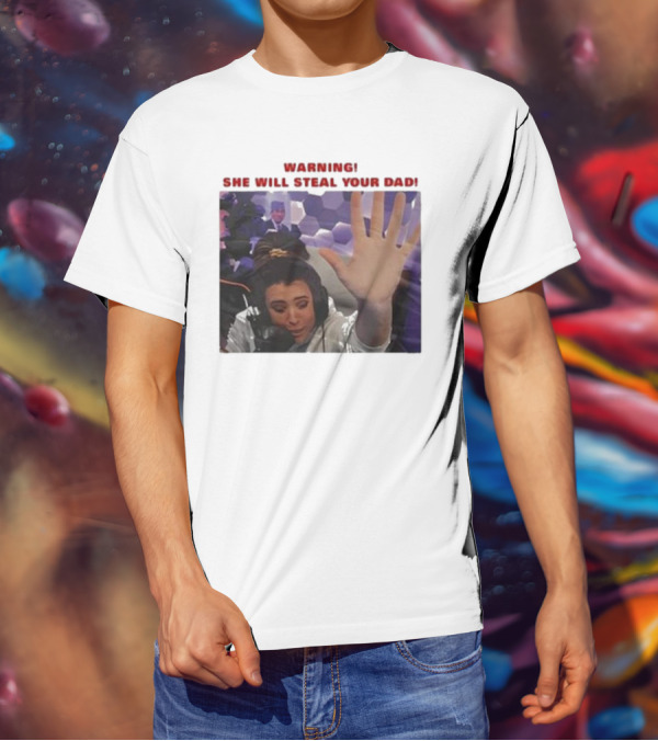 Warning She Will Steal Your Dad Raised Hand Microphone Scene T-Shirt
