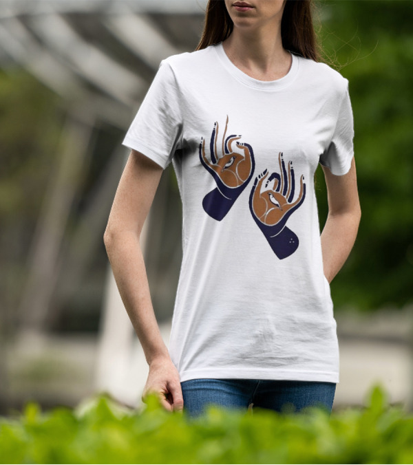 Zwangere Guy Zg Hands Bird Motif T-Shirt