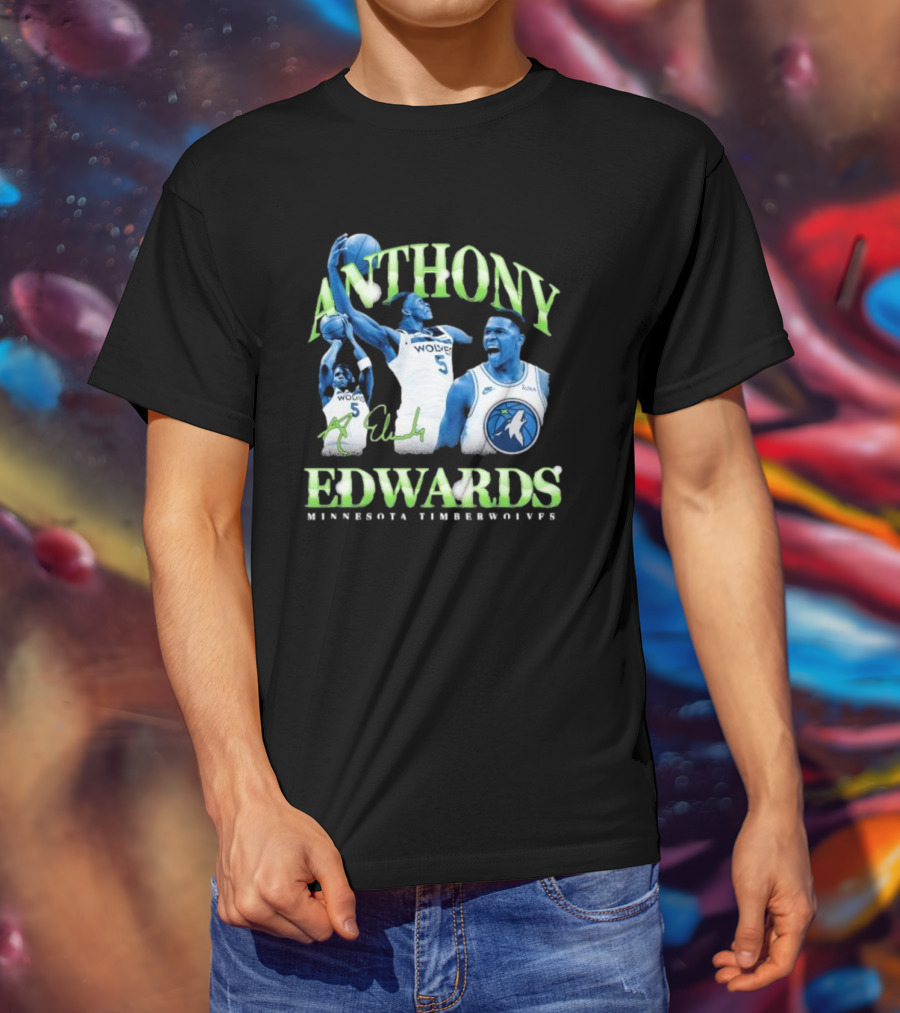 Anthony Edwards Wolves Minnesota Timberwolves 90s Retro T-Shirt
