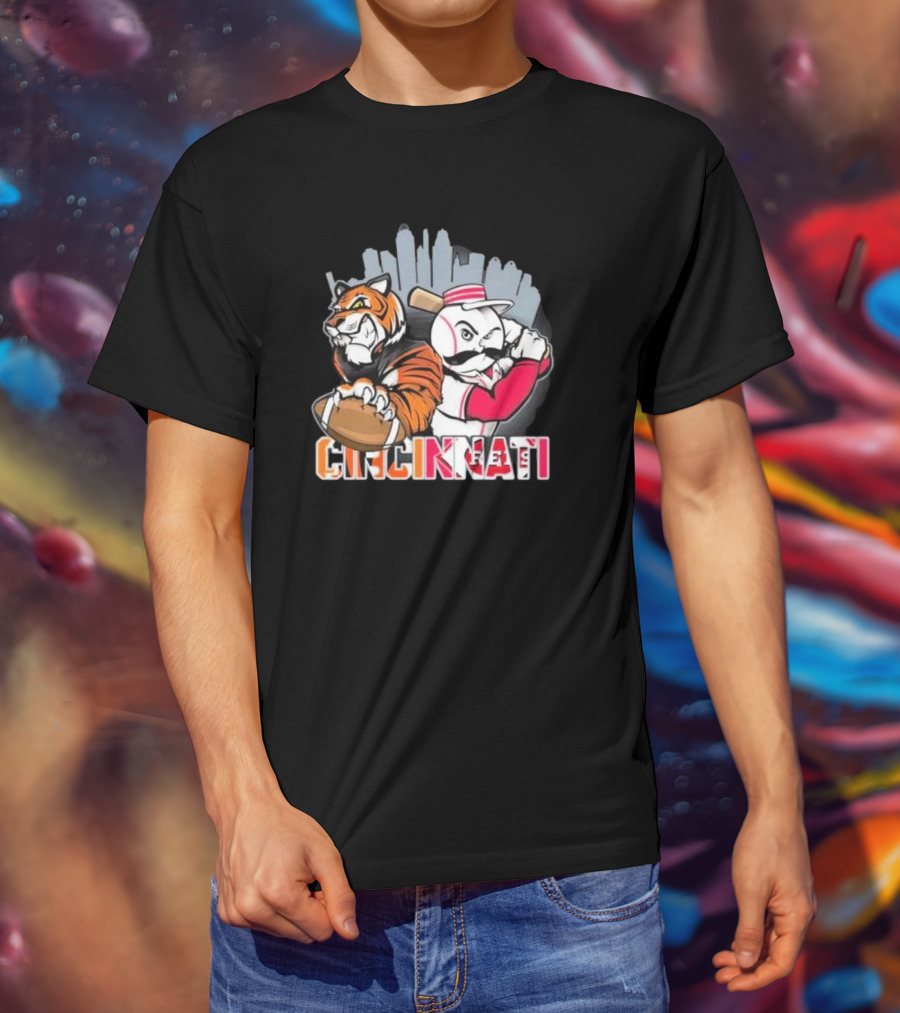Cincinnati Reds Mr. Redlegs Cincinnati Bengals Tiger Mascot Fan Who Dey T-Shirt