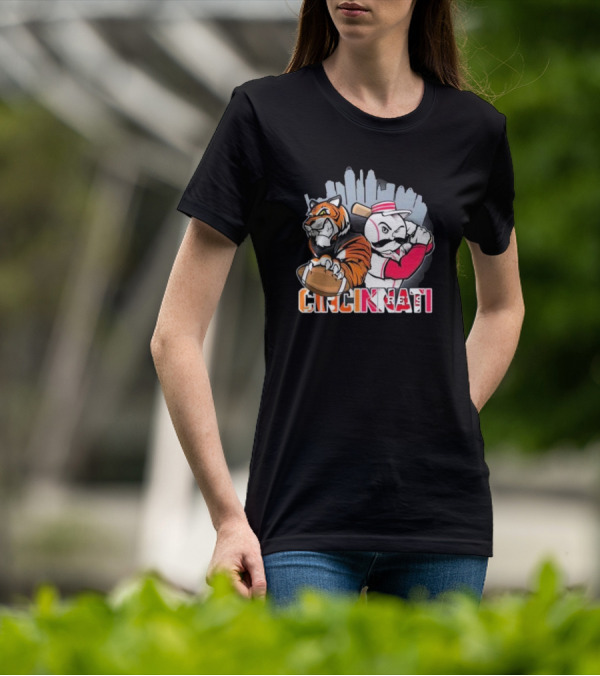 Cincinnati Reds Mr. Redlegs Cincinnati Bengals Tiger Mascot Fan Who Dey T-Shirt
