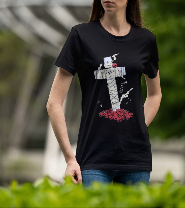 Steady-Hands Wrapped Cross With Chains And Skulls T-Shirt