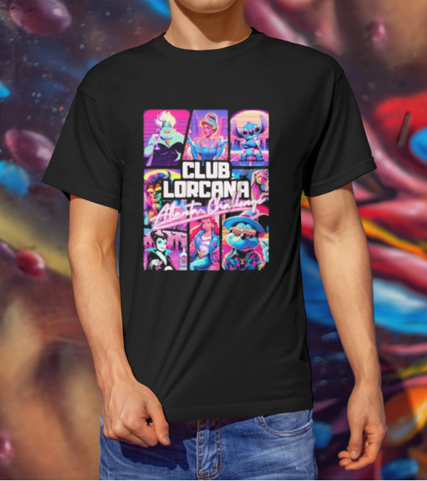 Club Lorcana Atlanta Challenge Ursula Cinderella Stitch 80s Neon T-Shirt