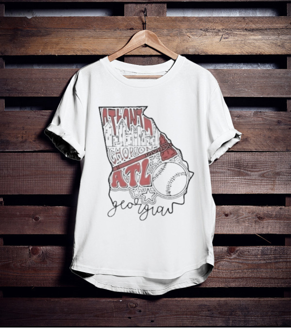 Atlanta Chop On ATL Georgia Baseball Map T-Shirt