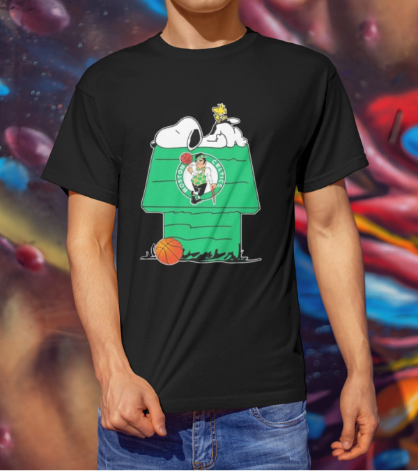 Peanuts Snoopy Woodstock Boston Celtics Basketball House T-Shirt