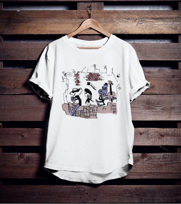 Retro Rad Puppet Band Brick Wall Jam Session T-Shirt