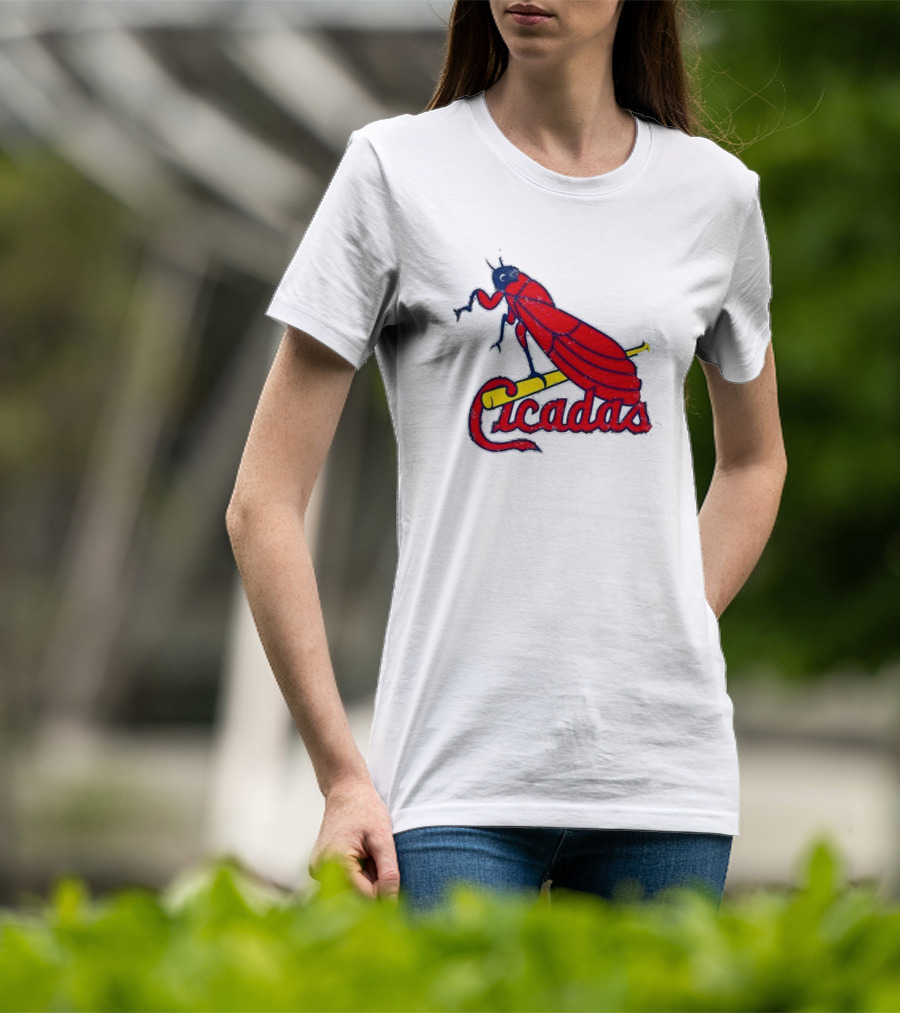 St. Louis Cicadas Red Insect Mascot Baseball Team T-Shirt