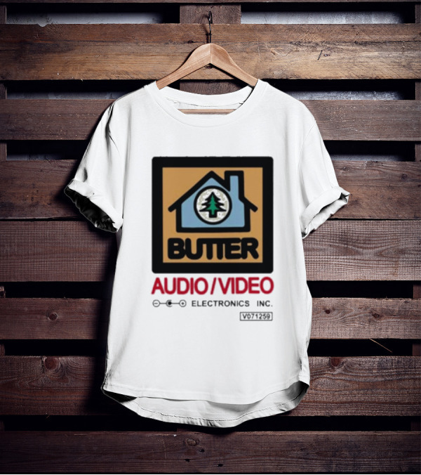Tommyinnit Wearing Butter Audio Video Electronics Inc. House Symbol With Tree T-Shirt