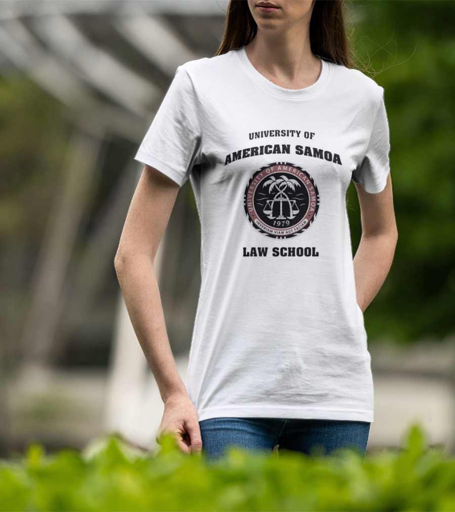 University Of American Samoa Law School Seal 1979 Palm Trees Scales T-Shirt
