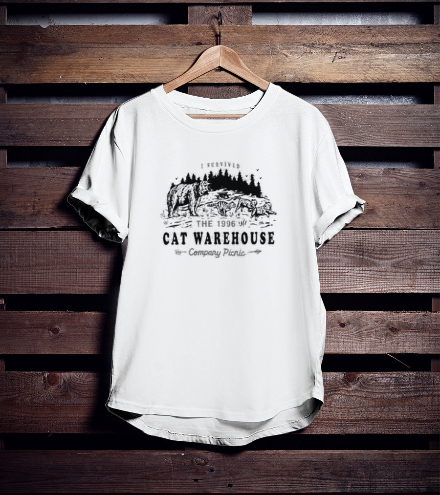 I Survived The 1996 Cat Warehouse Company Picnic Bear Woods Scene T-Shirt