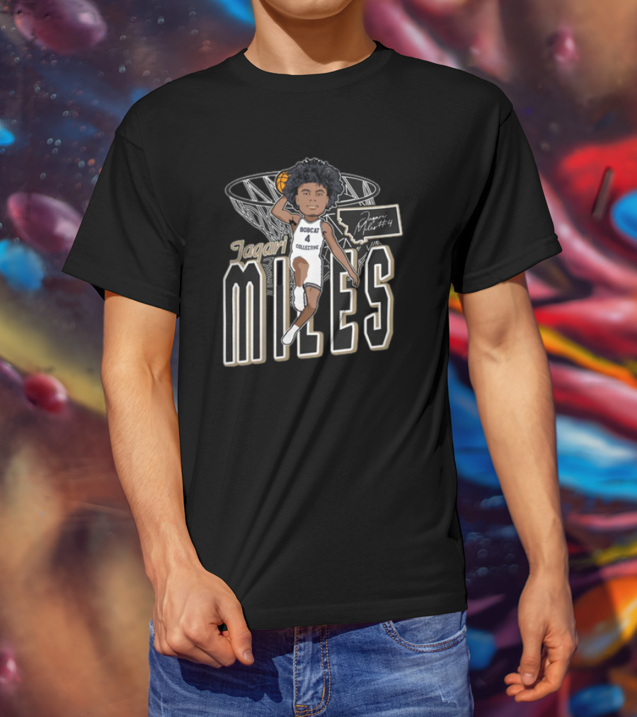 Jaqari Miles Bobcat Collective Number 4 Basketball Dunk T-Shirt