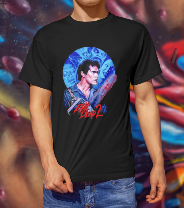 Evil Dead 2 Main Character Chainsaw Fight With Zombies T-Shirt
