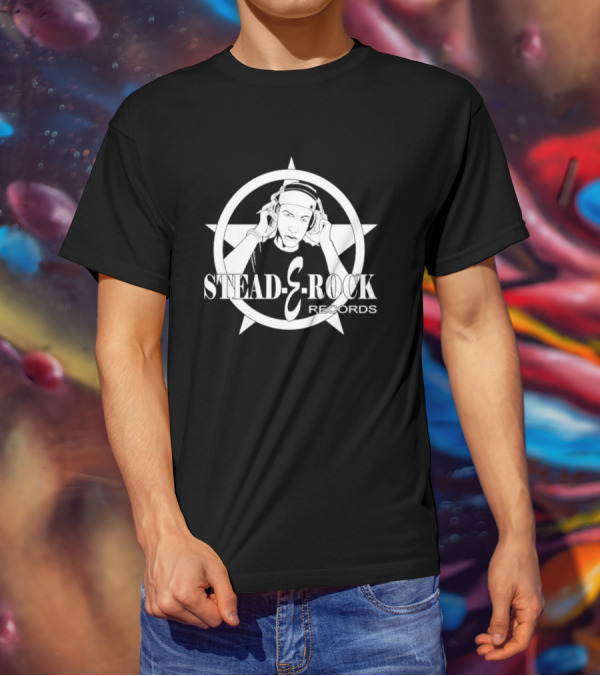 Stead E Rock Records Erockalipse DJ Headphones Star Emblem T-Shirt