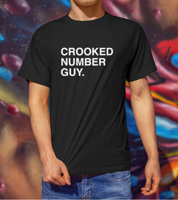 Crooked Number Guy Bold Text Minimalist T-Shirt