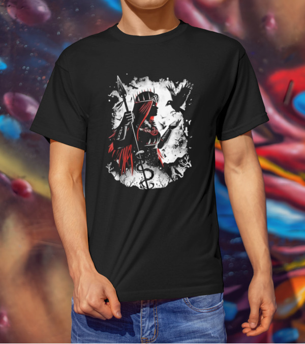 Goddess Of Fate And War With Spear And Raven T-Shirt