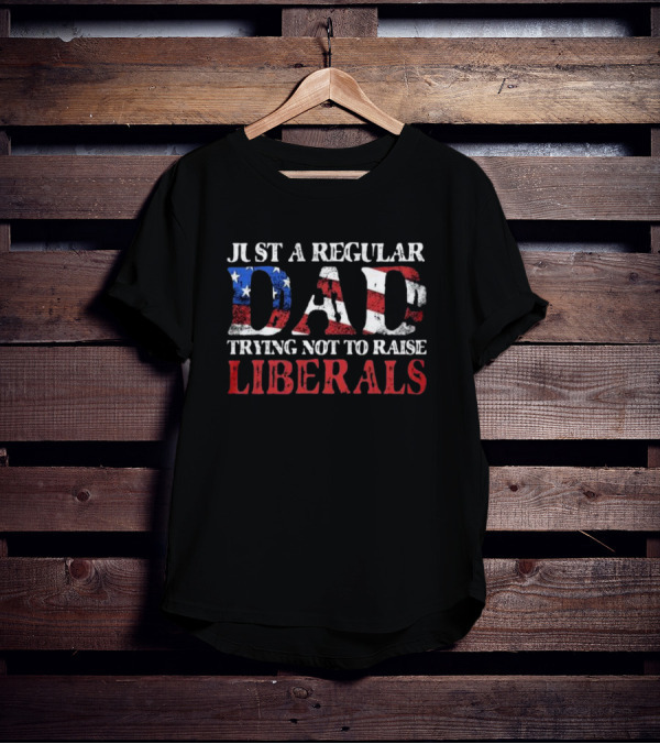 Just A Regular Dad Trying Not To Raise Liberals Vintage American Flag T-Shirt