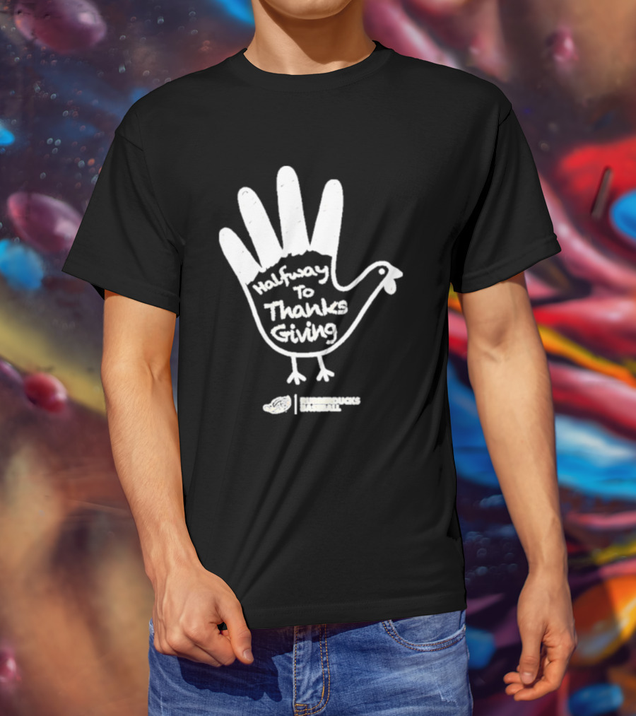 Rubberducks Halfway To Thanksgiving Hand Turkey T-Shirt